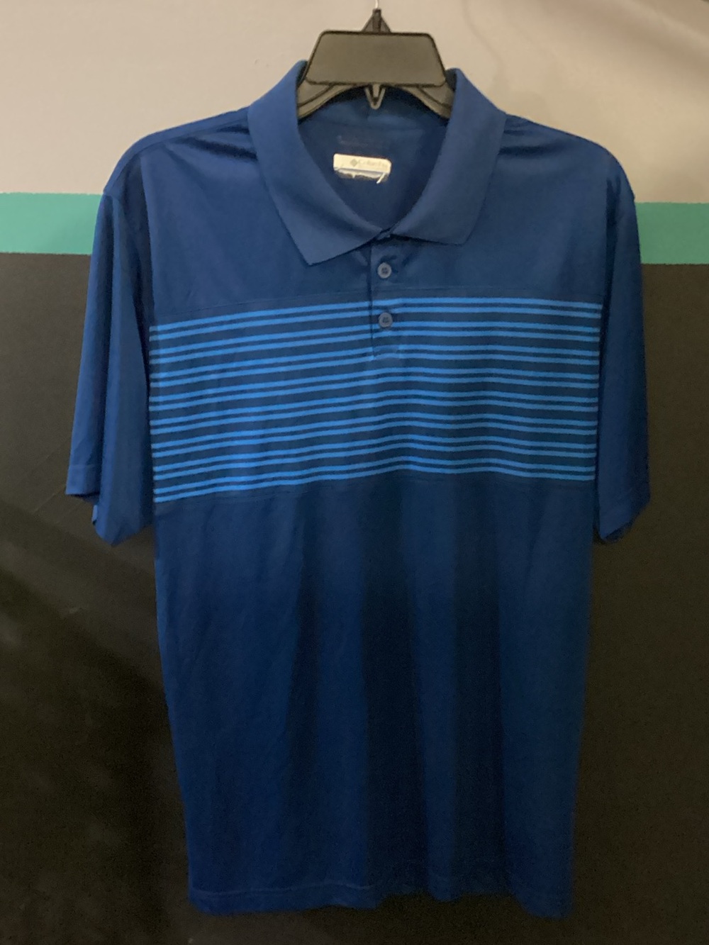 Columbia Men's Royal Blue Polo with Light Blue Chest Stripes